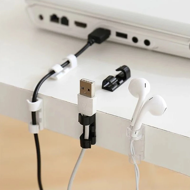 

20 штук зарядка через USB линии передачи данных бобины кабельные зажимы органайзера для рабочего стола и рабочей станции ABS провода управляющ...