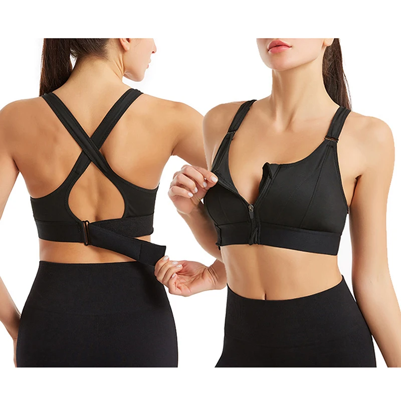 

Front Zipper Women Sports Bras Breathable Wirefree Padded Push Up Sports Top Fitness Gym Yoga Workout Bra Sports Bra Top