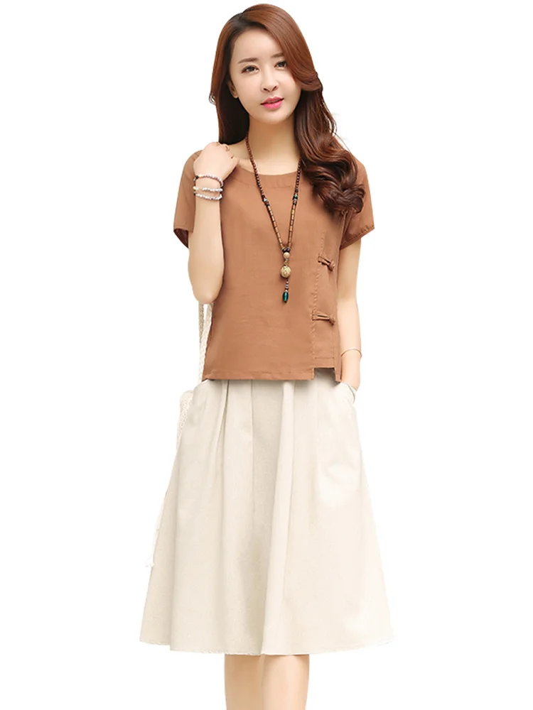 

Dress Summer 2020 New Fashion Women's Fashion Suit Temperament Leisure Cotton and Hemp Dress es Two Suits