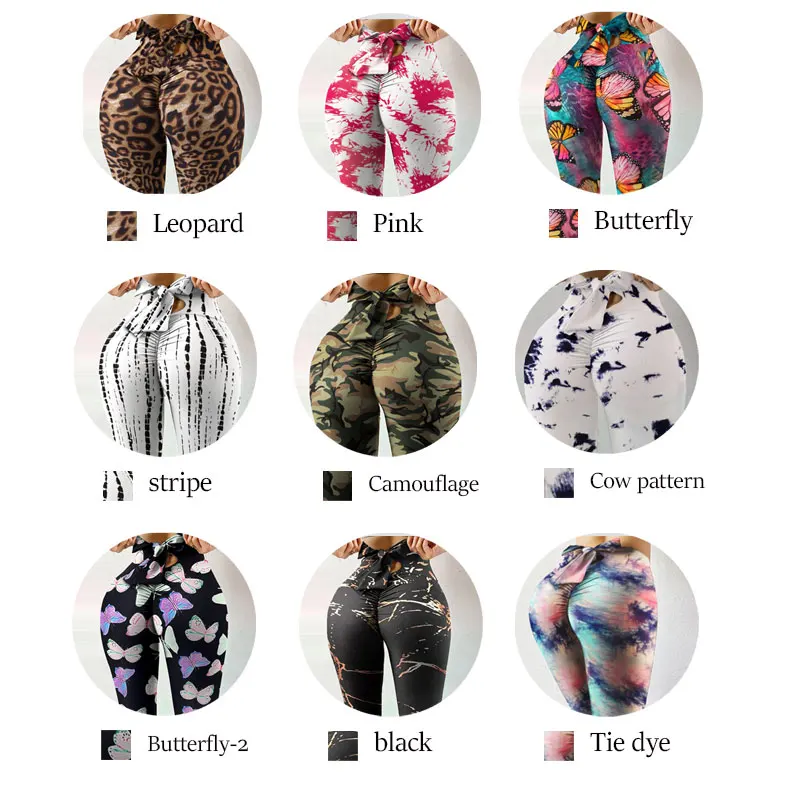 Leopard Print Stretch Seamless Fitness Leggings Women Butterfly Fitness Yoga Pants Stitching High Waist Sports Running Pants