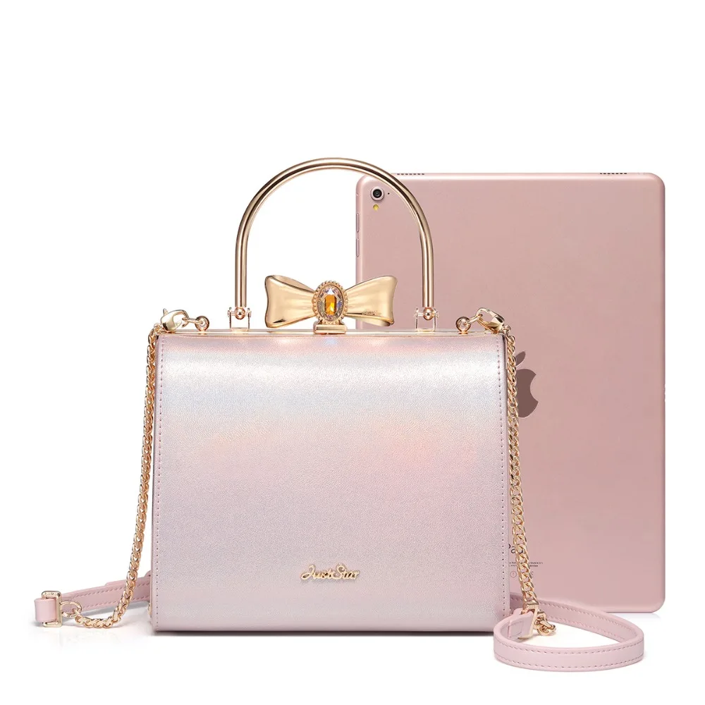 JUST STAR женские Сумки из искусственной кожи Дамская мода цепи лук плечо Tote кошелек женский принцесса мини сумки через плечо