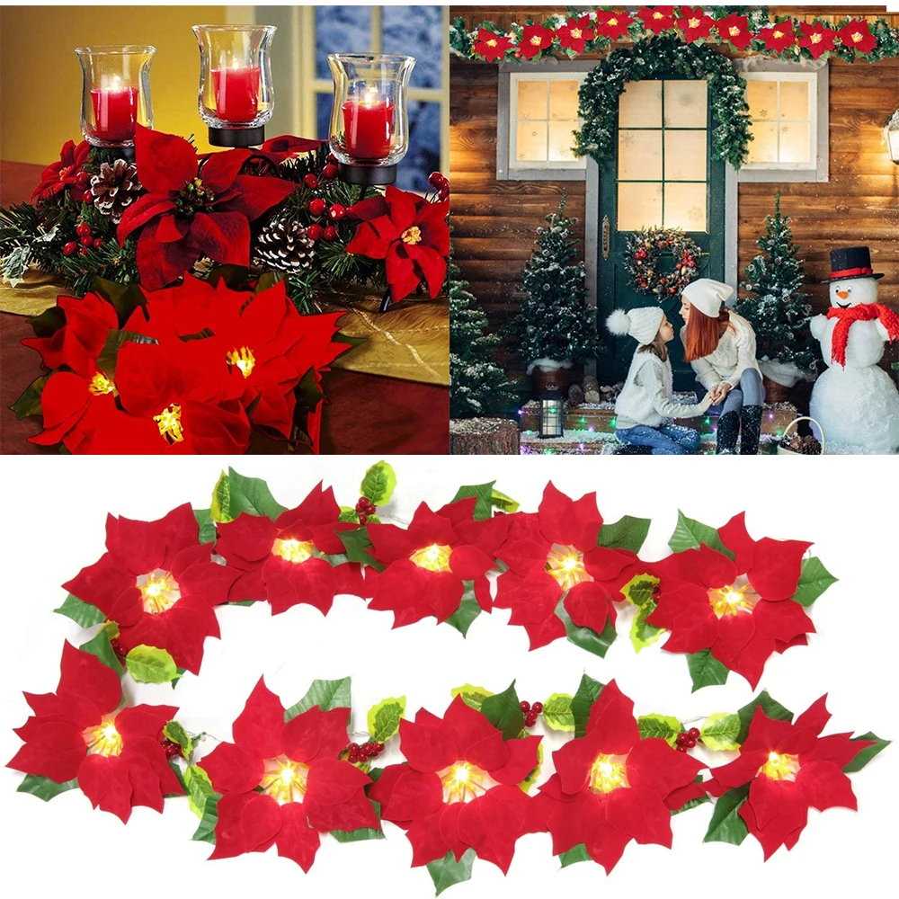 

Wreath String Light Christmas Door Flowers Garden Holiday Indoor Lights String Wedding Xmas Convenient Durable