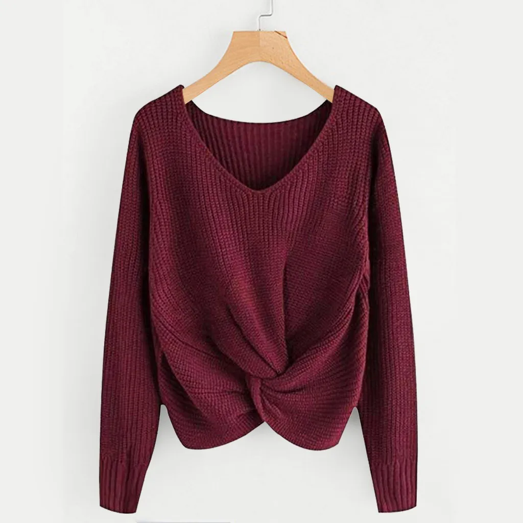 MISSOMO Korean Sexy Sweater women Autumn Knitted Pullover Tie Jumper Long Sleeve V-Neck Plus Size 5XL Winter Clothes Women pull | Женская