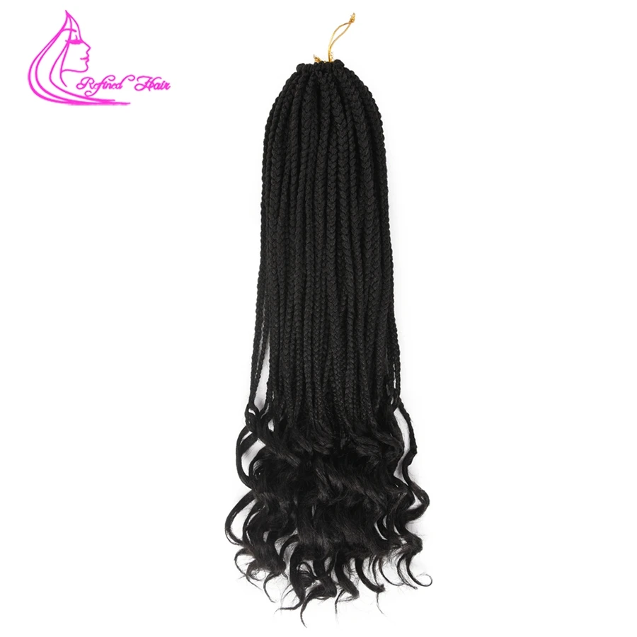 Рафинированное 22 пряди плетение Парик Косы кудрявые концы 18 дюймов Омбре цвет