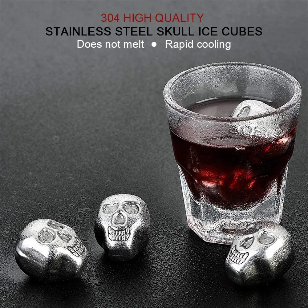 Кубики для виски и водки Beeman охладитель из нержавеющей стали с черепом напитков