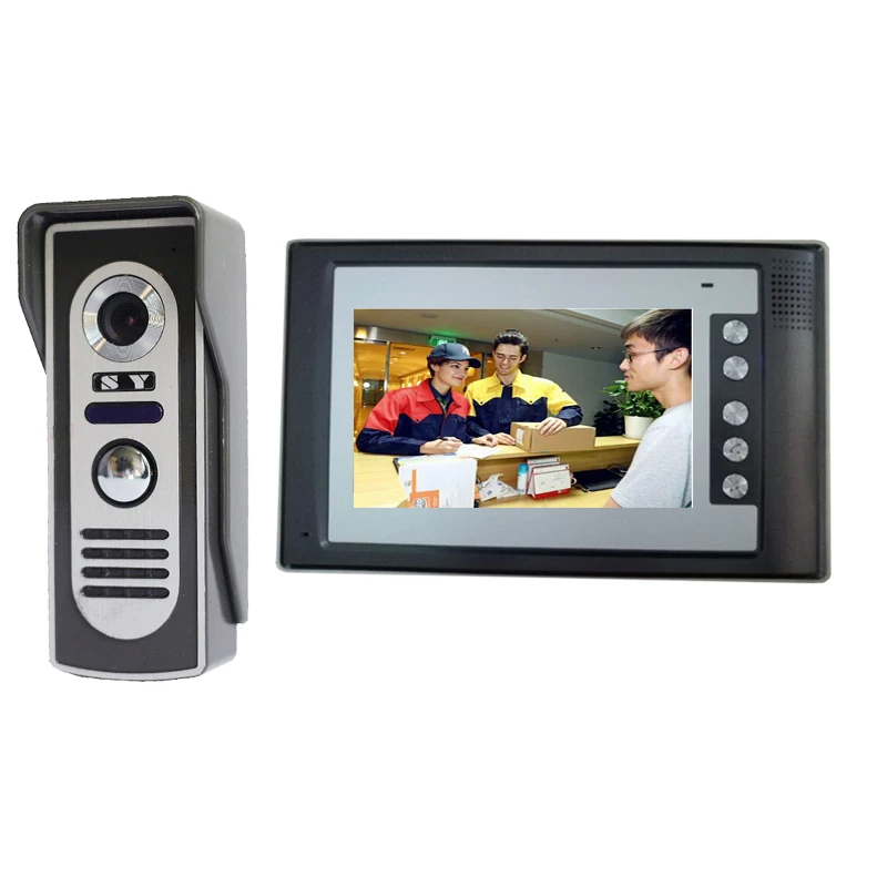 SYSD Video Intercom for Home Doorbell Phone 7 Inch Monitor Color with IR Camera metal Doorphone