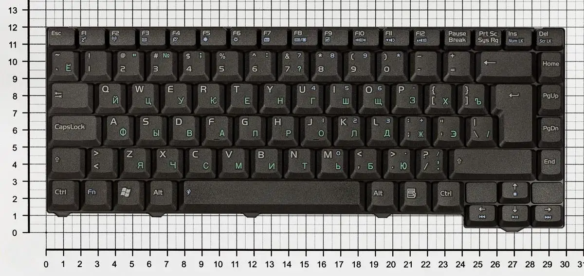 Клавиатура для Asus F2 F3 PRO31 Z53 Series (не совместима с ноутбуками F3K Series) p/n: 04GNI11KRU40 (28pin)
