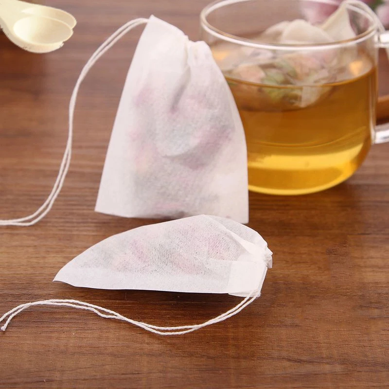 100 шт. одноразовые пакетики для чая белый нетканый фильтр 5 5x7 см зеленый чай