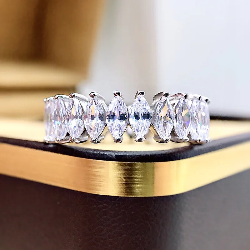 

100% 925 пробы серебро геометрической формы капли воды 3*5 мм создан синтетический бриллиант для Для женщин Обручение вечерние ювелирные издели...