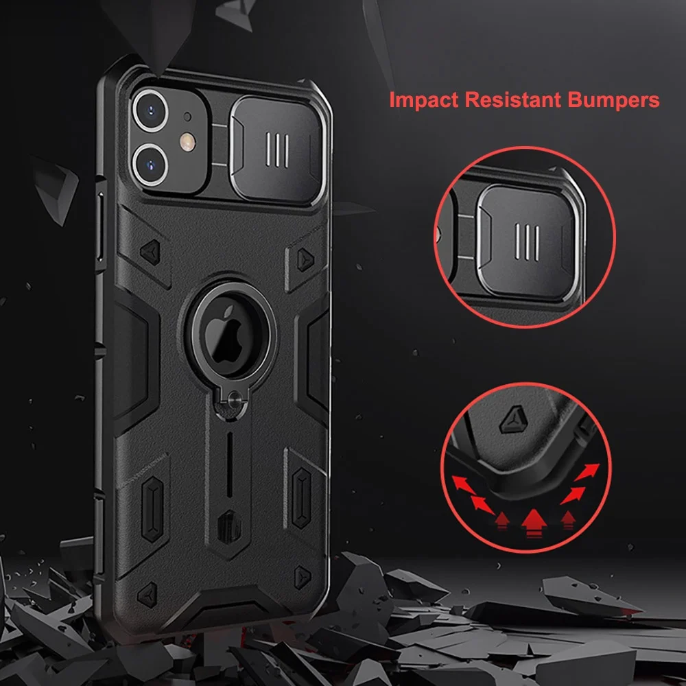 

Luxury Airbag Phone Case For iPhone 11 Camera Lens Cover Protective Holding Ring Cellohone Cover