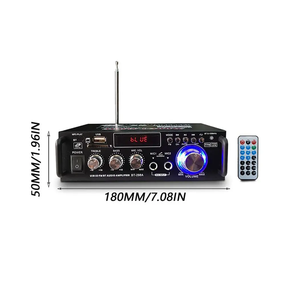 

600W Digital HIFI Bluetooth Stereo Audio Amplifier SD FM Mic Car Home Durable Above 200W BT-298A ONLENY
