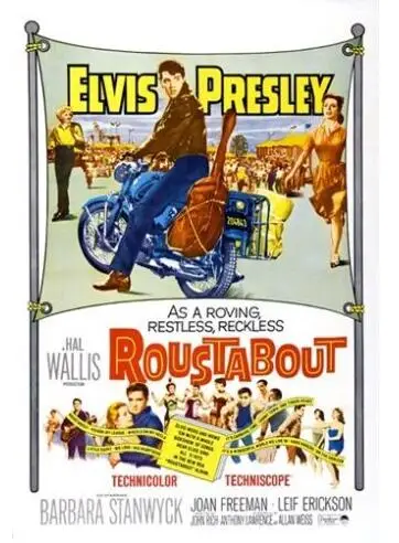 1964 ROUSTABOUT постер фильма Элвиса Пресли Барбара стэнвик мотоциклы Шелковый плакат