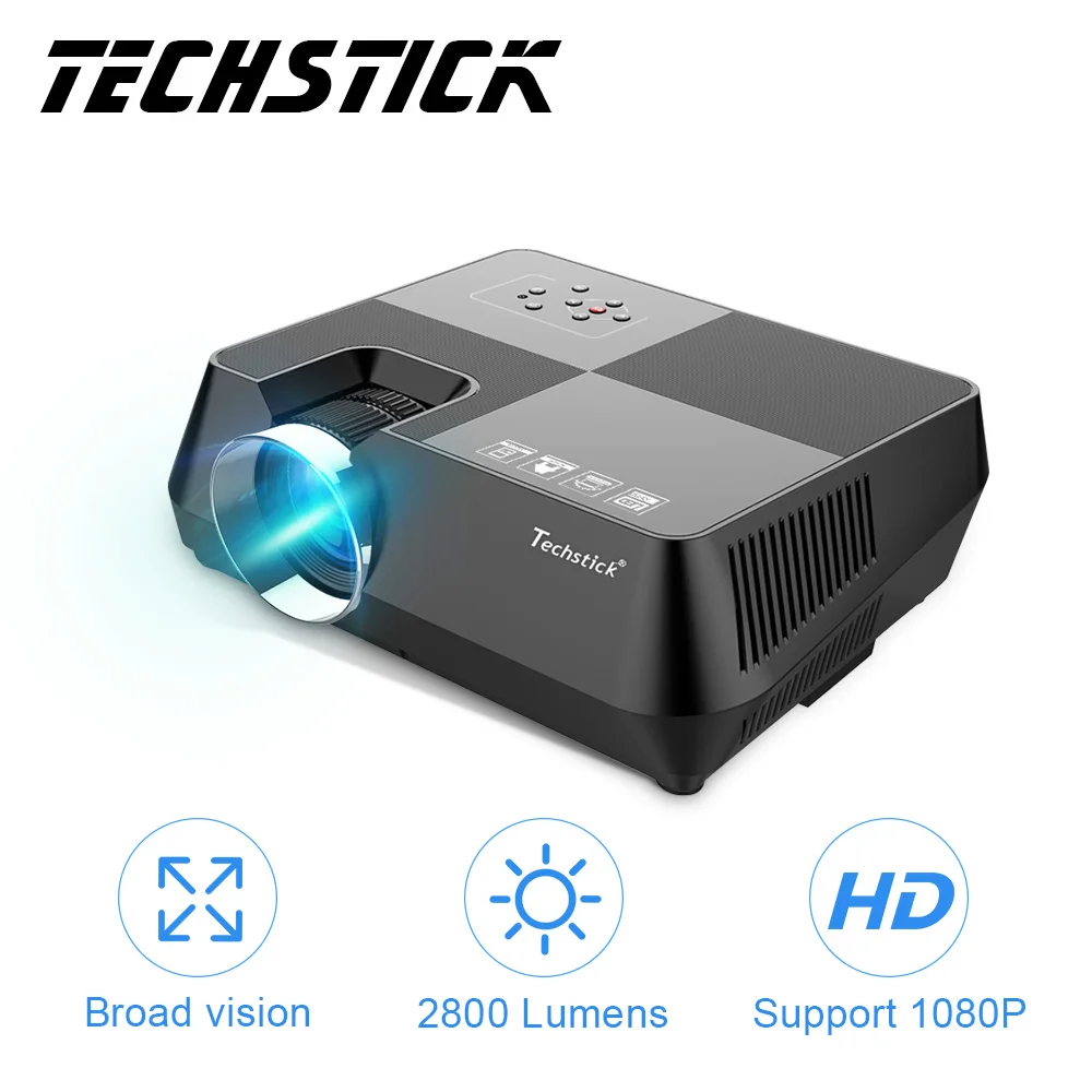 Techstick светодиодный проектор 2800 люмен 3 5 мм аудио Поддержка Full HD 1080P проводной