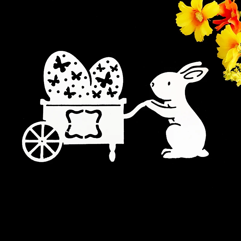 

2021 New Bunny Cart Easter Eggs Metal Cutting Die Scrapbook Embossing Album Card Cover Material DIY Manual Production