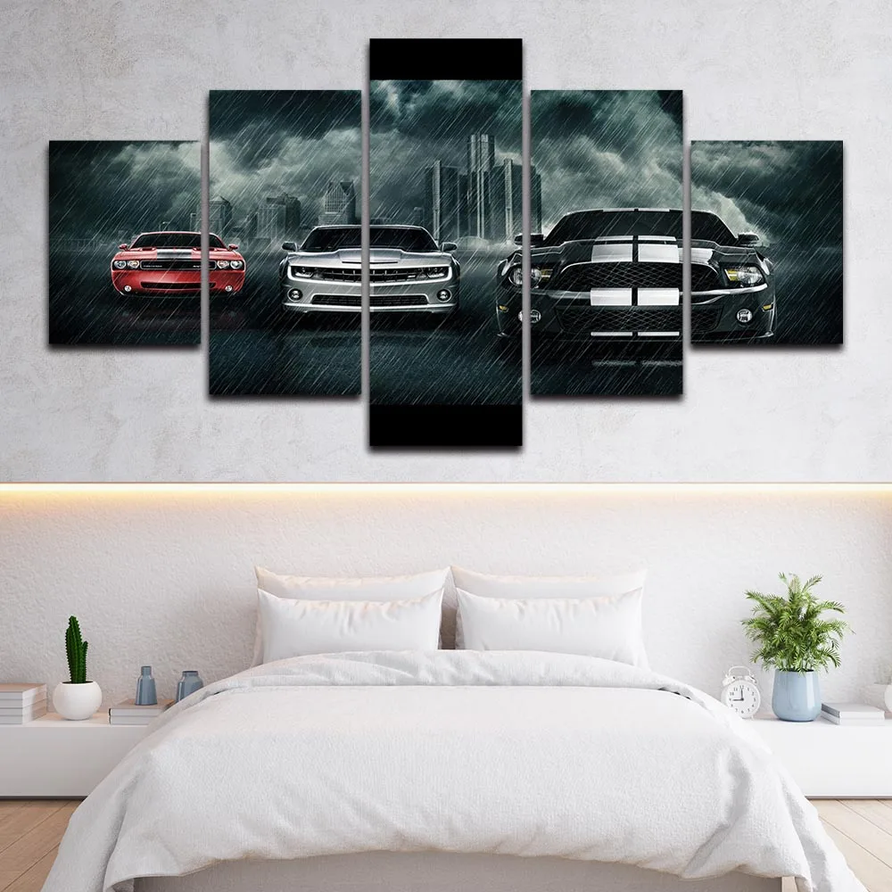

Canvas Posters and Prints Sprinting Car In The Rain Wall Art Pictures Paintings for Living Room Decor No Frame