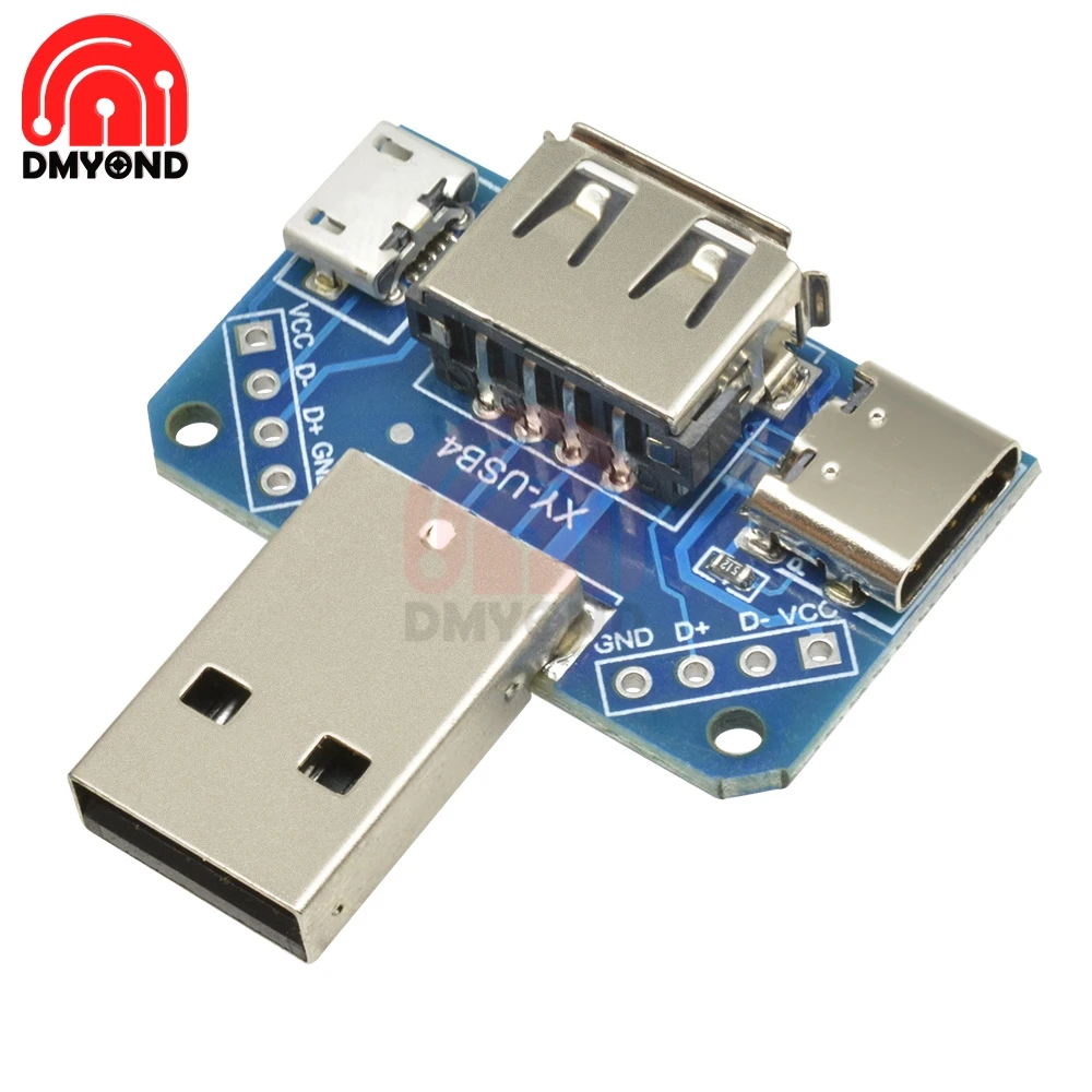 USB Converter Standard Female to Male Micro Type-C 4P 4Pins Terminal Adapter Board PCB 2.54mm 2.54 mm | Обустройство дома