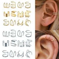 12pcs trendy clip earrings for women teens girls fake piercing geometric ear clips ear cuffs daily party fashion jewelry gifts