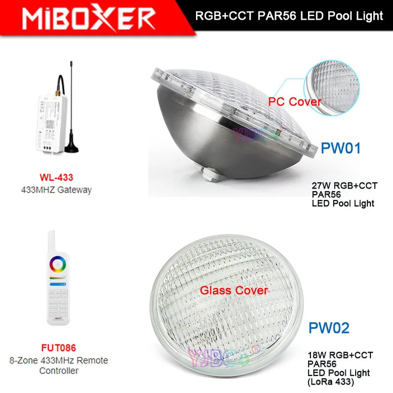 Miboxer 18 Вт/27 Вт RGB + CCT подводсветодиодный Светодиодная лампа PAR56 для бассейна PW01 PW02