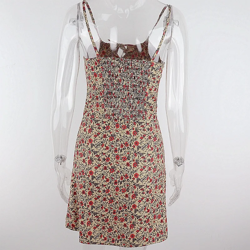 

Floral Printed Summer Dress Sexy Spaghetti Strap Women Bodycon Dresses Mini Dress Female Party Beach Holiday Vestidos 2021