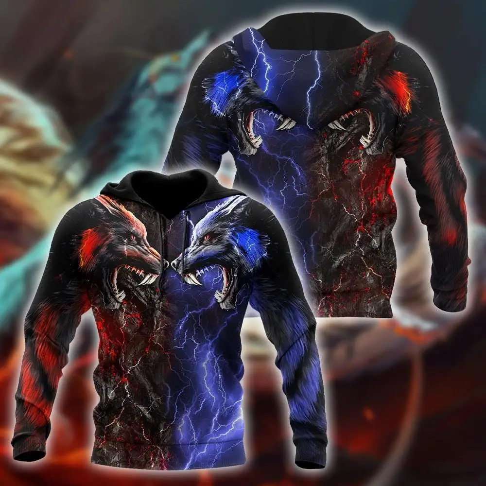 

Red and blue wolf 3D All Over Printed Unisex Deluxe Hoodie Men Sweatshirt Streetwear Zip Pullover Casual Jacket Tracksuit