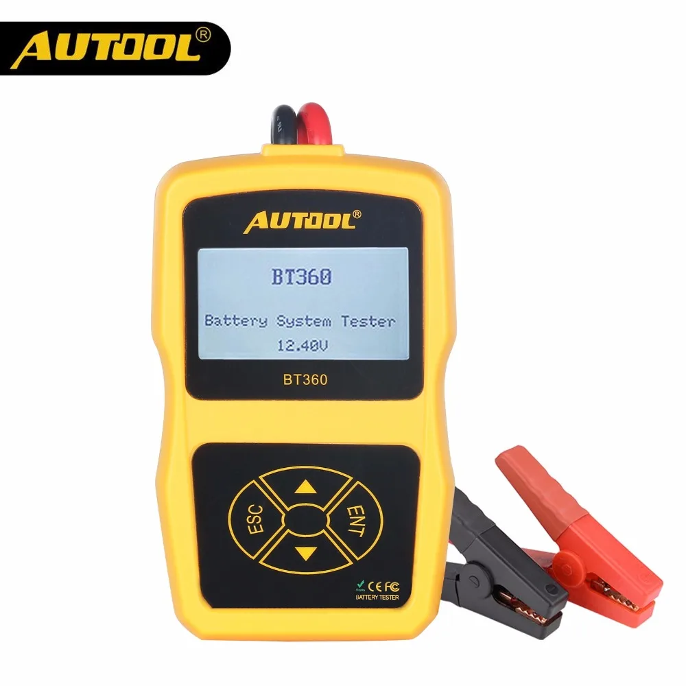 AUTOOL BT360 12 В тестер для автомобильных аккумуляторов цифровой автомобильный диагностический тестер для аккумуляторов анализатор для автомобиля инструмент для зарядки