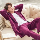 Комплект пижамный мужской из 2 предметов, хлопок, оверсайз, утепленный домашний костюм, удобный зимний халат для отдыха, весна-осень