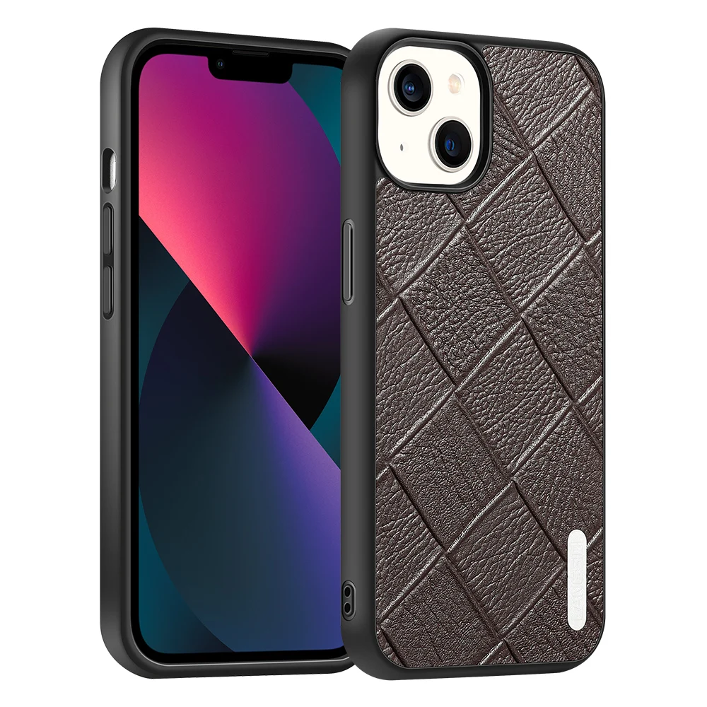 

100% Натуральная воловья кожа чехол для телефона iPhone 13 13Pro iPhone 13 Pro Max Алмазная решетка Роскошная задняя крышка оболочка Броня