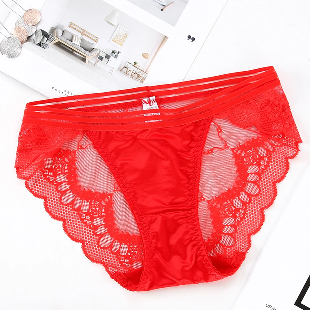Женские трусики с вырезом кружевные боковые шелковые сексуальные бесшовные средние с низкой талией дышащие прозрачные трусики женские