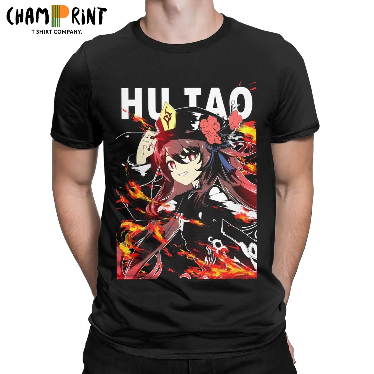 

Men T-Shirt Hu Tao Genshin Impact Hutao Crazy 100% Cotton Tees Short Sleeve Anime Game T Shirt Crewneck Clothing Original