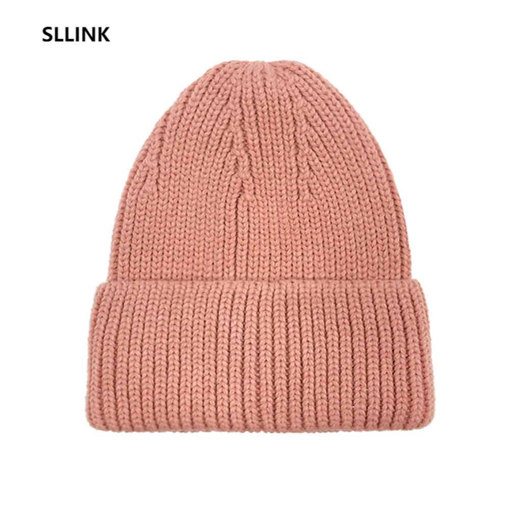 

Knitted hat custom logo solid color hat female autumn and winter European and American warm wool hat ins cold hat