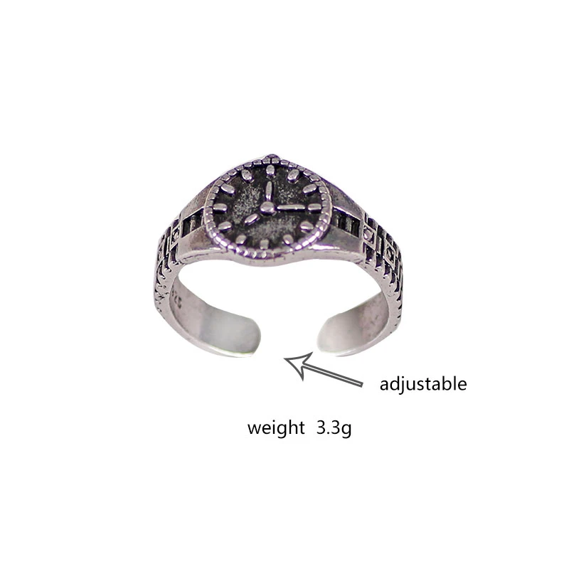 

Gothic Creative Men's Ring Punk Hip-hop Fashion Clock Style Index Finger Ring Zinc Alloy Retro Ladies Party Jewelry Gift