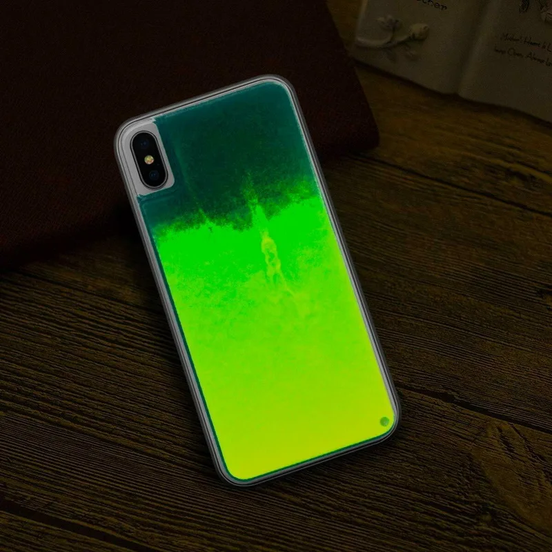 Роскошный светящийся чехол AKBKTII с блестками для iPhone Xs Max XR X 6 7 8 телефона неоновым