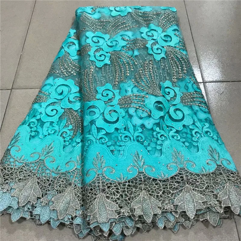 

Latest High Quality African Lace Fabric green French Net Embroidery Tulle stones Lace Fabric For Nigerian Wedding Party Dress