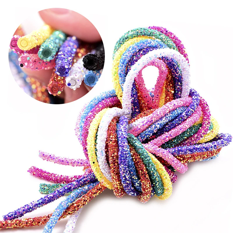 

6mm Resin Glitter Rhinestones Rope Tube Cord Sequin Trimming for DIY Jewelry Bracelet Necklace Party Decoration Wedding 50cm/lot