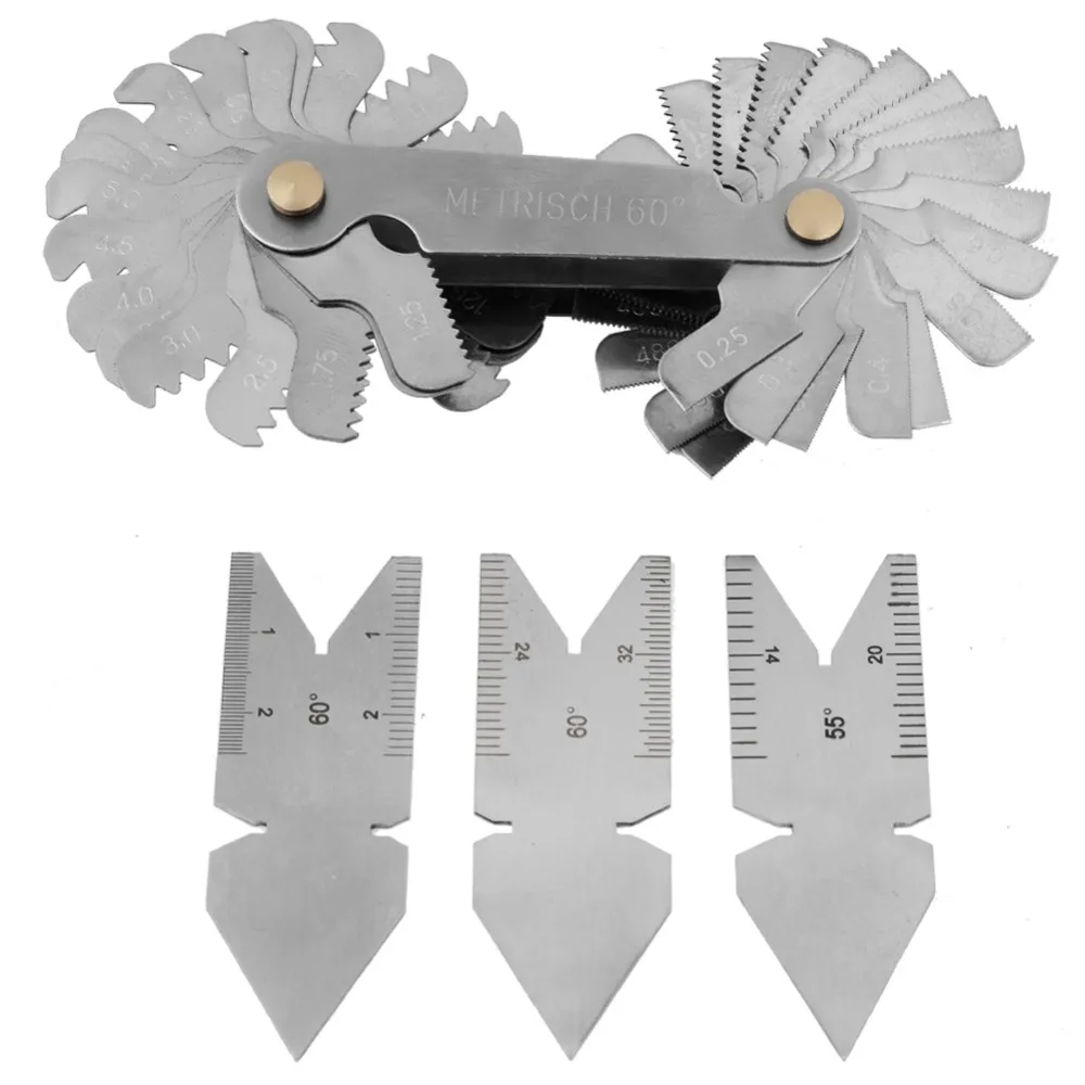 Newstyle Screw Thread Pitch Gauge Stainless Steel Center Measuring Lathe Tools Woodworking 60 Degree Fishtail Gauges Set | Инструменты