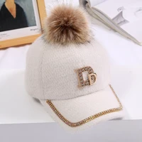 new rabbit fur blended hats women autumn and winter korean version tide letters warm plush lovers casual baseball cap kingonedom