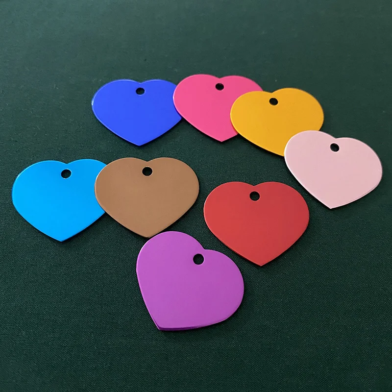 Бирки для питомцев 1000 шт./лот из алюминиевого сплава в форме сердца разные цвета |