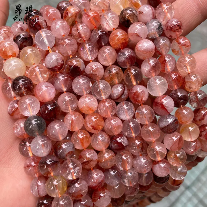 

Natural Multi-Inclusions Crystal Stone Beads 6mm 8mm 10mm Gemstone Loose Beads For Jewelry Making DIY Bracelet 15'' Strand