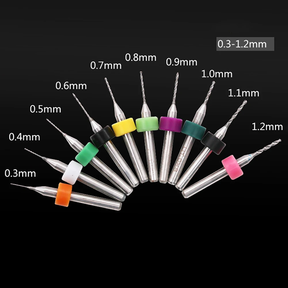 

10Pcs Print Circuit Board Drill Bits Multiple Sizes Carbide Micro Drill Bits CNC PCB Twist Drill Electric Drill Bit 0.1-1mm 38mm