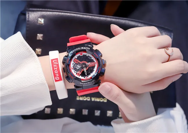 red black Losida, новинка, модные, спортивные, стильные, цифровые часы, мужские, военные, водонепроницаемые, с датой, из смолы, светодиодные, армейские, спортивные часы для мужчин, s Relogio Masculino - Цвет: red black