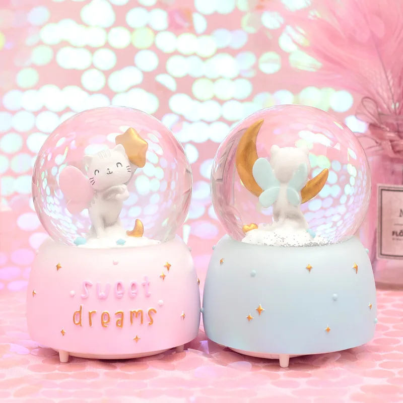 10*15 8 см Хрустальные снежные шары котенка стеклянная музыкальная шкатулка снежок