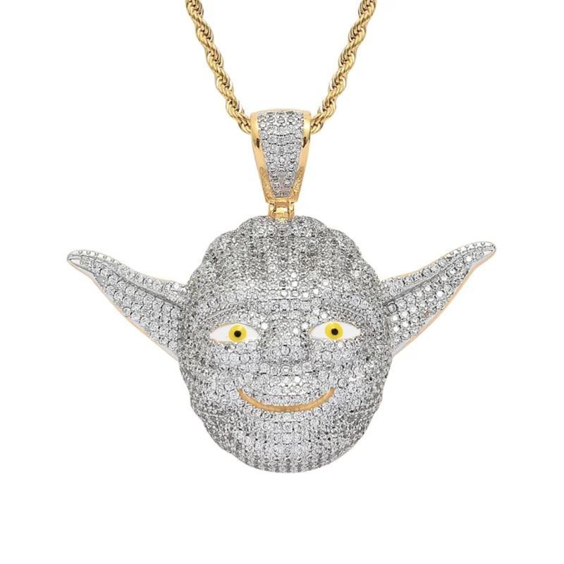 

Hip Hop Rhinestone Necklace Ice Out Cartoons Pendant Cubic Zircon Chain Luxury Rock Jewelry