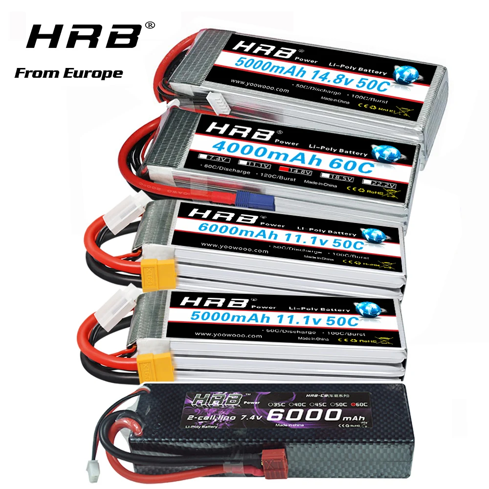 Аккумулятор HRB lipo 2S 3S 4S 6S 6000 мАч 3300 4000 5000 батарея с EC5 XT60 T деканов для RC автомобиль