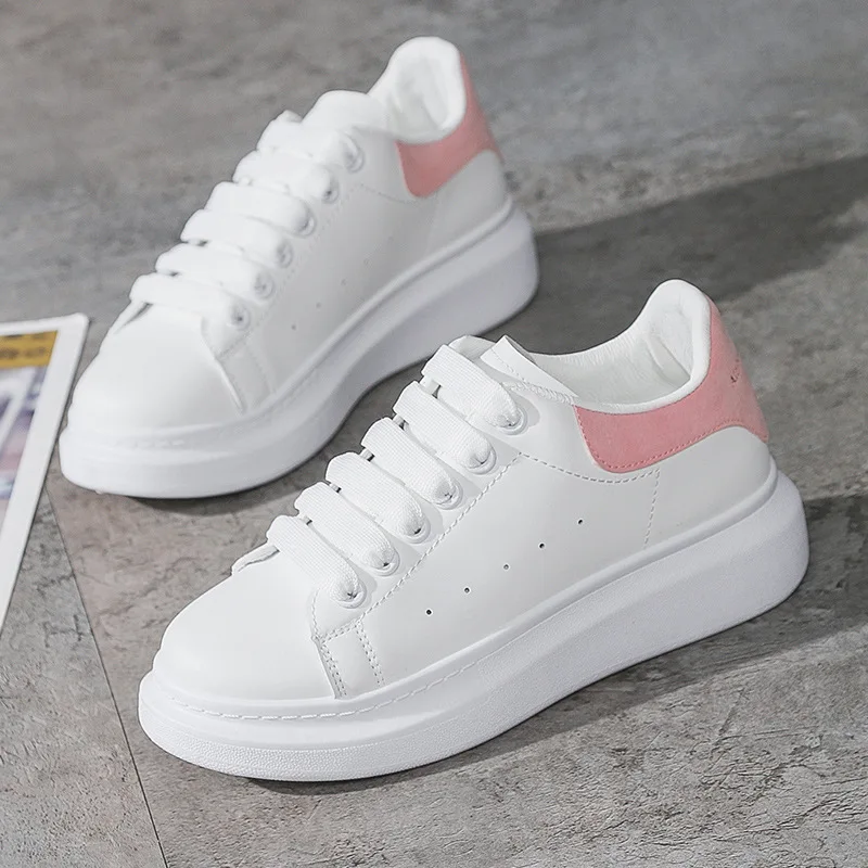 

Женские туфли на толстой подошве, белые повседневные, в Корейском стиле, для студенток, популярная в Интернете, C06