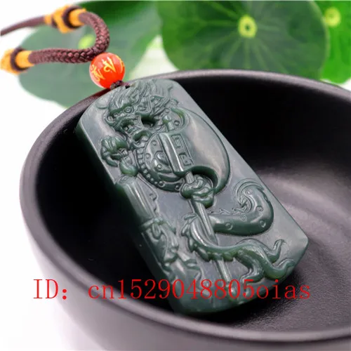 Ожерелье с подвеской из натурального китайского нефрита дракона и топора модные