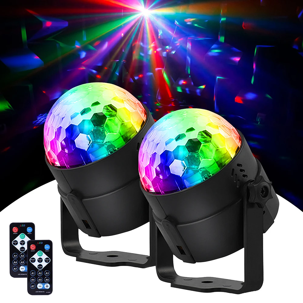 2 PCS Mini RGB Disco Light With Sound Controller DJ Disco Stage Lighting Effect Dance Party Wedding Holiday Bar Club DMX Lights cool skull style keychain w 2 red leds sound effect white 3 x ag10 2 pcs