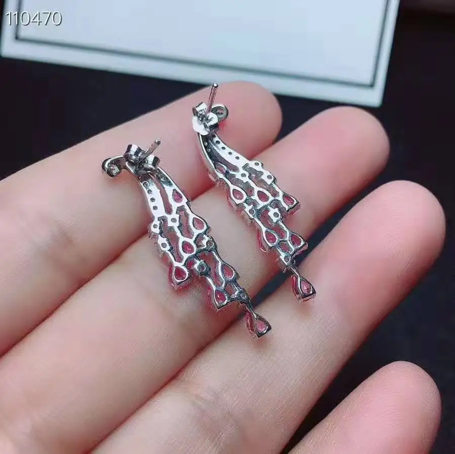 Серьги с розовым сапфиром из Шри Ланки|Серьги-гвоздики| |