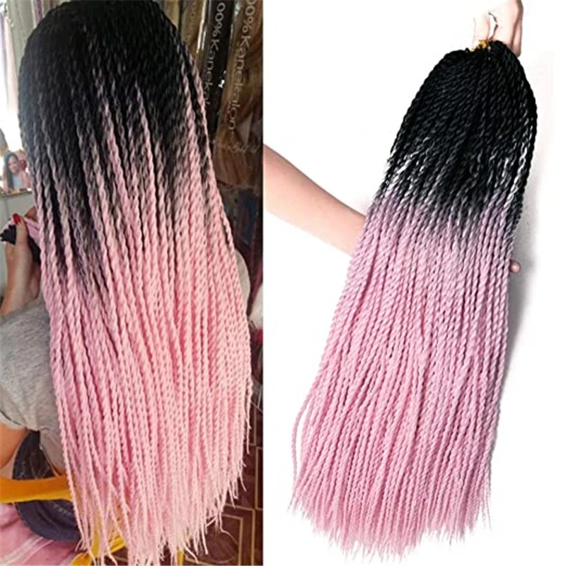 

24inch 30 Roots/pack Senegalese Twist Hair Crochet Braids Synthetic Black White Ombre Braiding Hair Extensions Grey Purple Pink