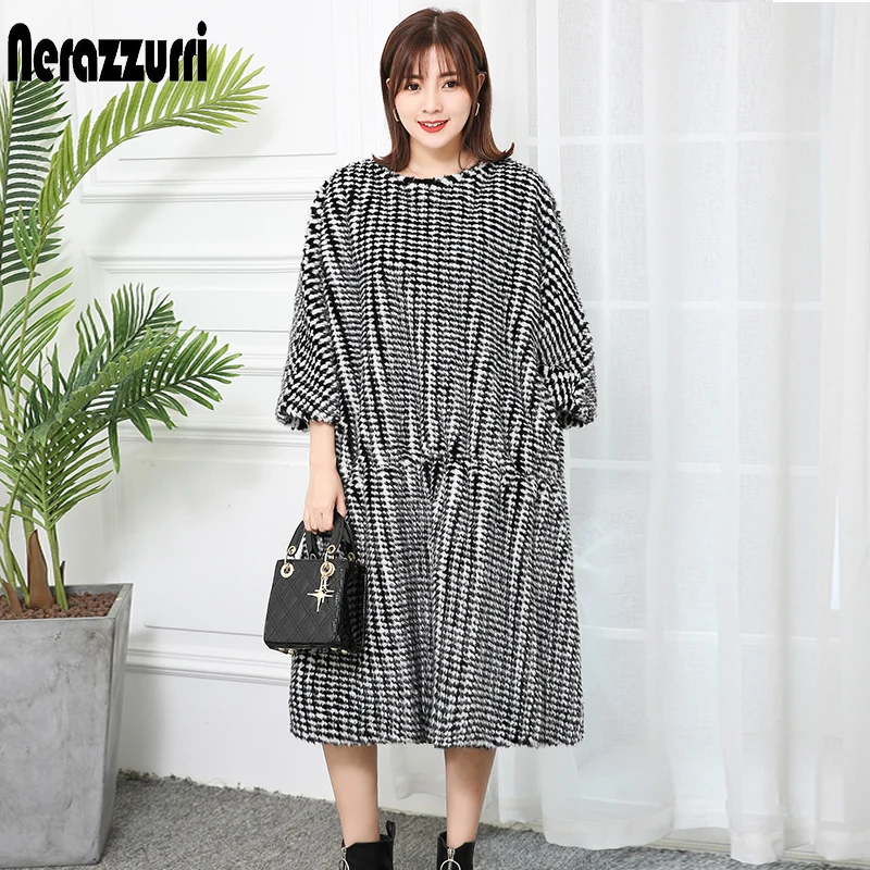 

Nerazzurri Womens winter korean fashion 2021 Loose colorful warm fulffy faux fur pullover oversized women fake mink fur coat