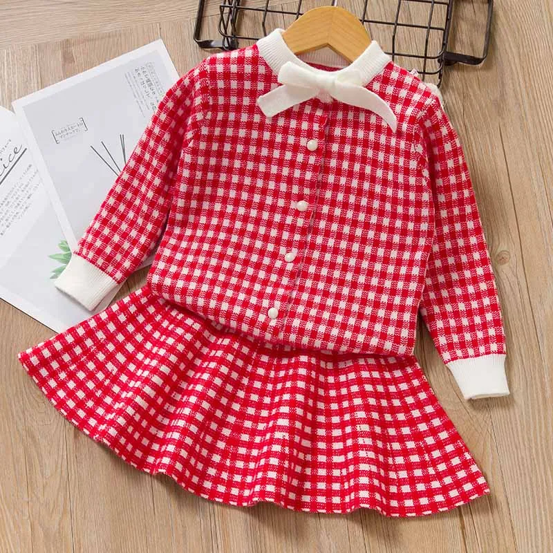 AX1277 Red Keelorn/комплект с платьем для девочек; Новинка года; весеннее платье; детская однобортная одежда; модное платье принцессы; дизайнерский комплект одежды для девочек - Цвет: AX1277 Red